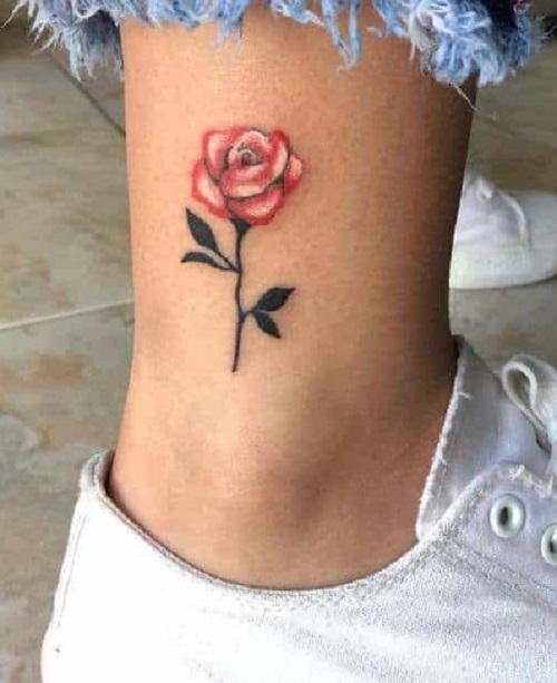 Ankle Rose Tattoo Pattern