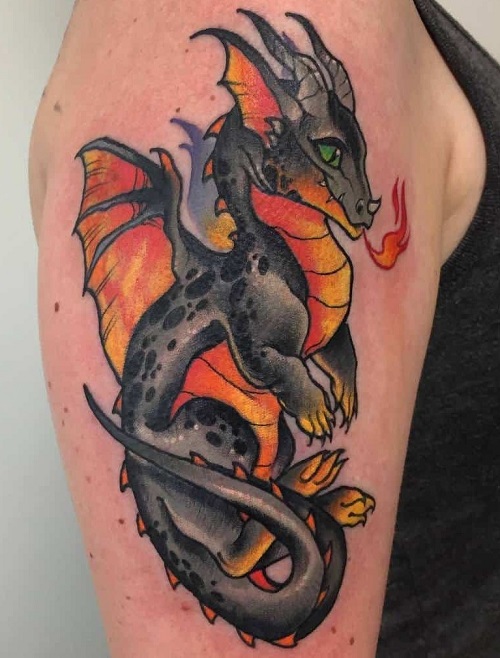 Baby Dragon Tattoo on shoulder