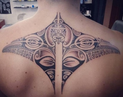 Back Maori Style Tattoo Design