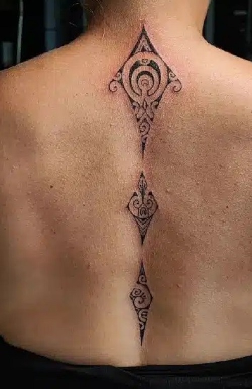 Back Simple Maori Tattoo For Ladies