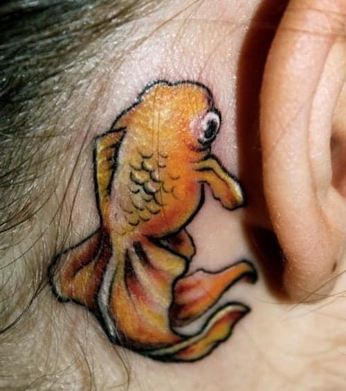 Behind Ear Fish Tattoo