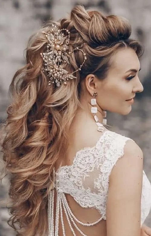 Bridal Braided Top with Half down hairstyle