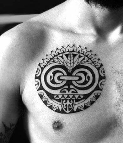 Circular Maori Chest Tattoo