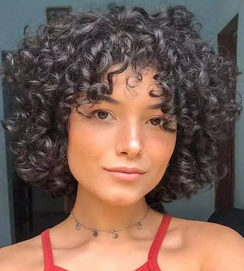 Classic Curly Hair with Bangs
