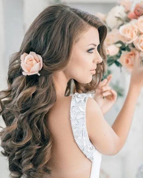 Floral curls for long hair