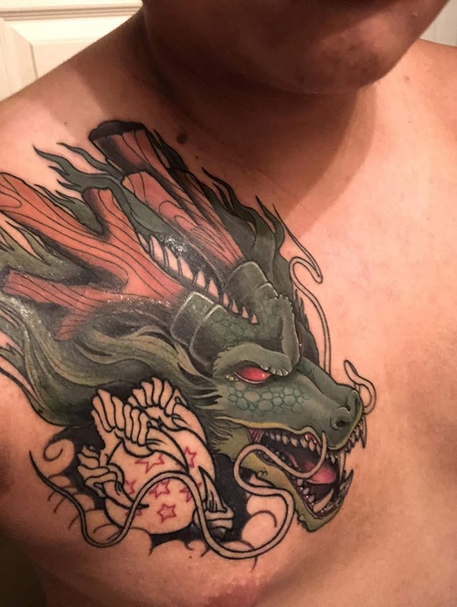 Huge Green Dragon Tattoo