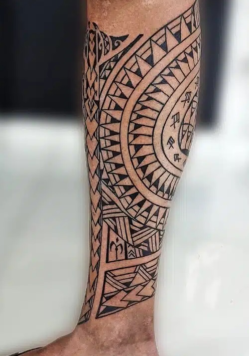 Leg Maori Style Tattoo