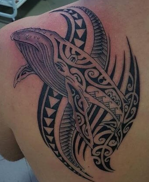 Maori And Fish Pattern Tattoo
