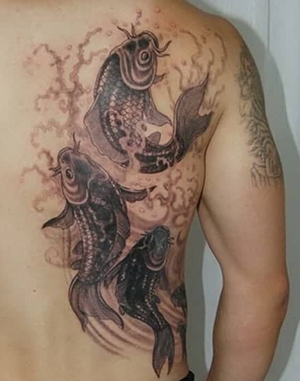 Multiple Fishes Back Tattoo