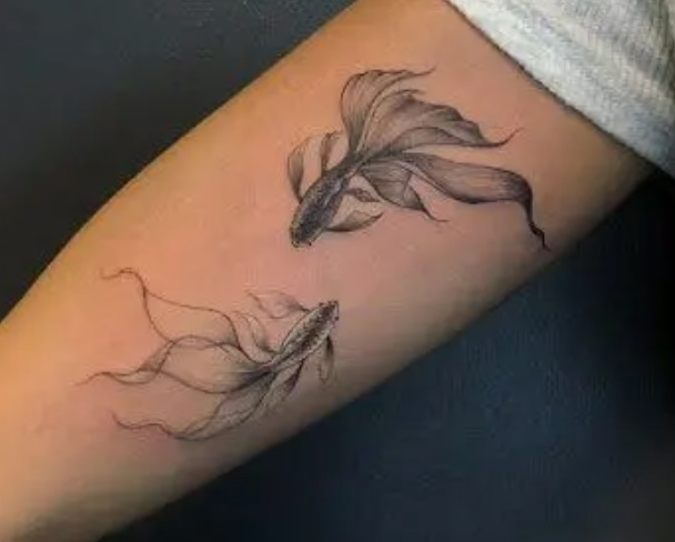 Paired Fishes Design Tattoo