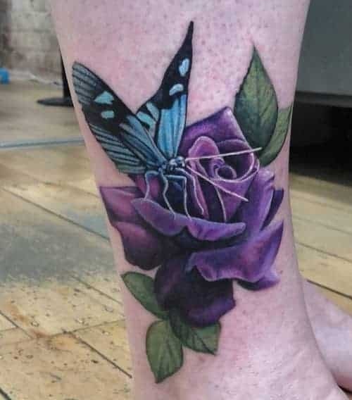 Rose With Butterfly Tattoo