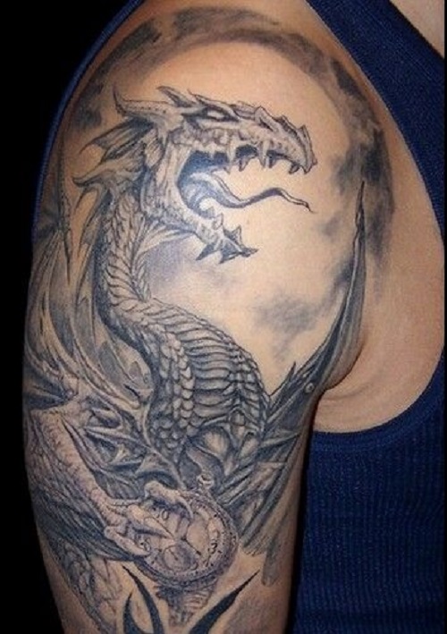 Shoulder Mens Dragon Tattoo
