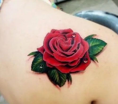 Shoulder Red Rose Tattoo