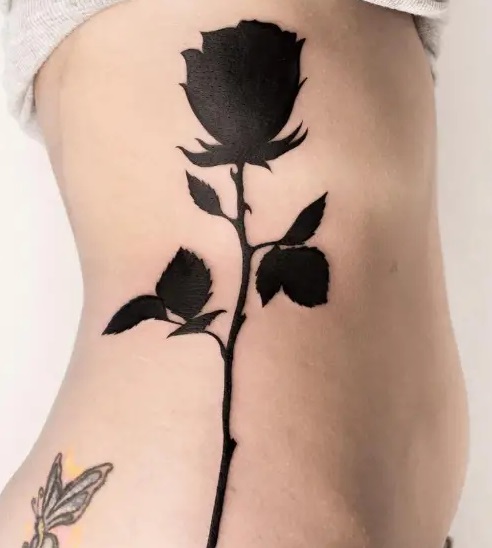 Side Abs Stylish Long Stem Black Rose