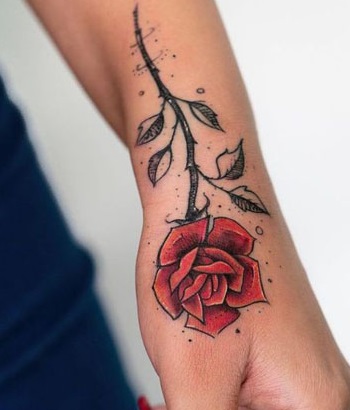 Side Wrist Rose With Long Stem