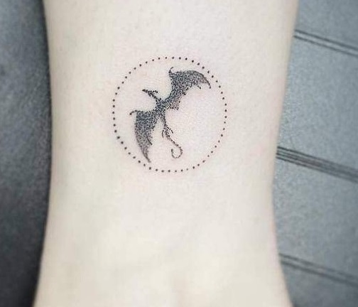 Small Dragon Ankle Tattoo