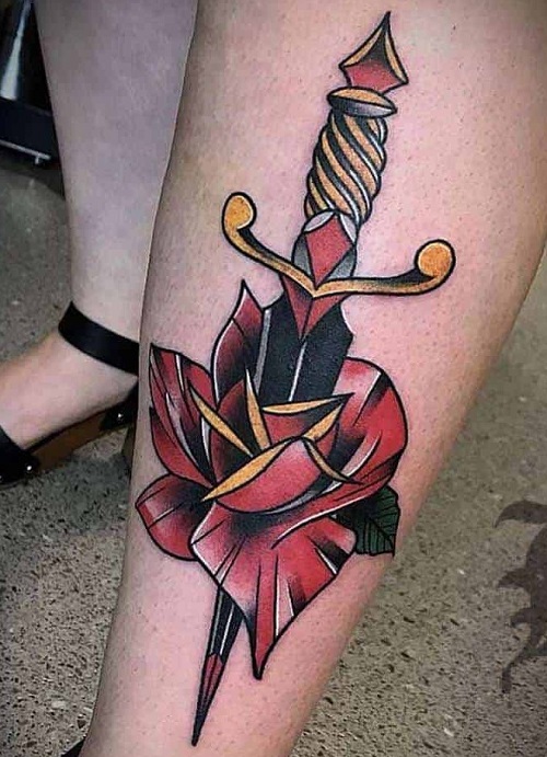 Sword And Rose Tattoo