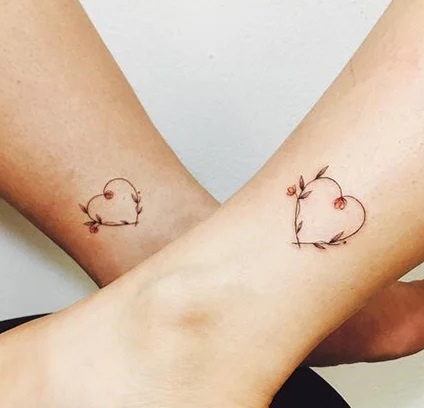 Twig Style Heart tattoos