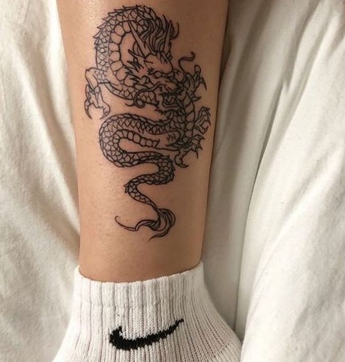 Upper ankle Dragon Tattoo