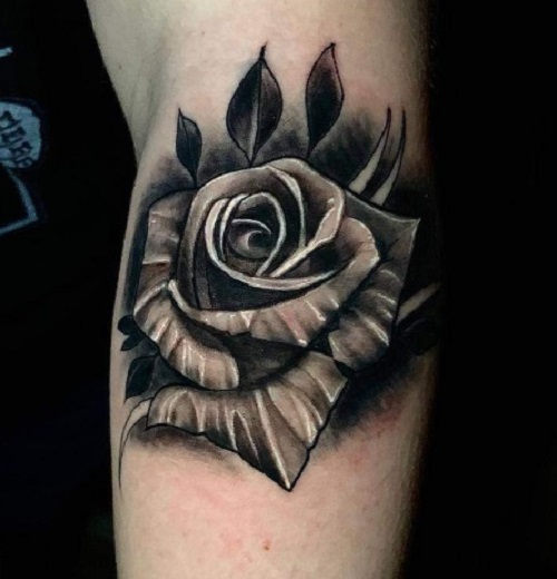 Very Darkly Shaded Rose Tattoo