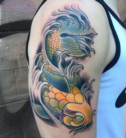 Watercolor Salmon Fish Tattoo