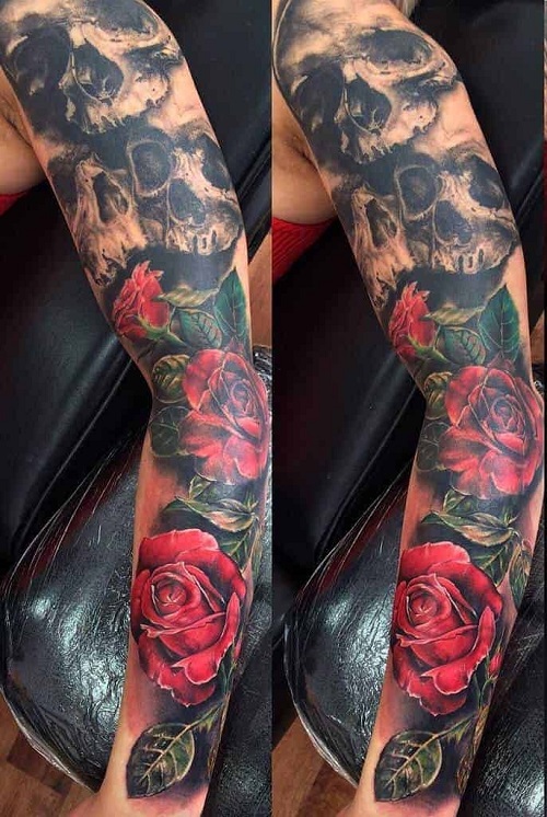 Women Full Arm Tattoo
