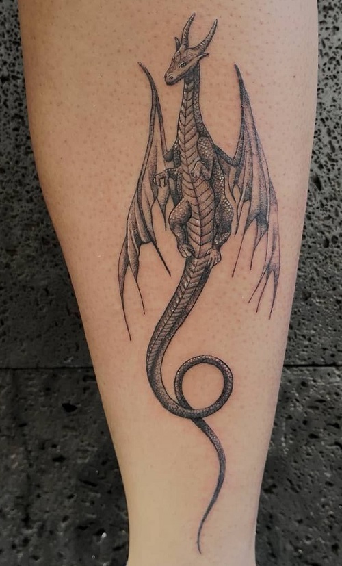 Women’s Calf Dragon Tattoo