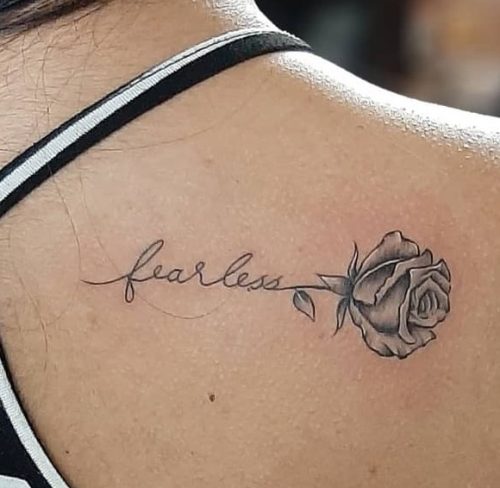 Word Blended Rose Tattoo