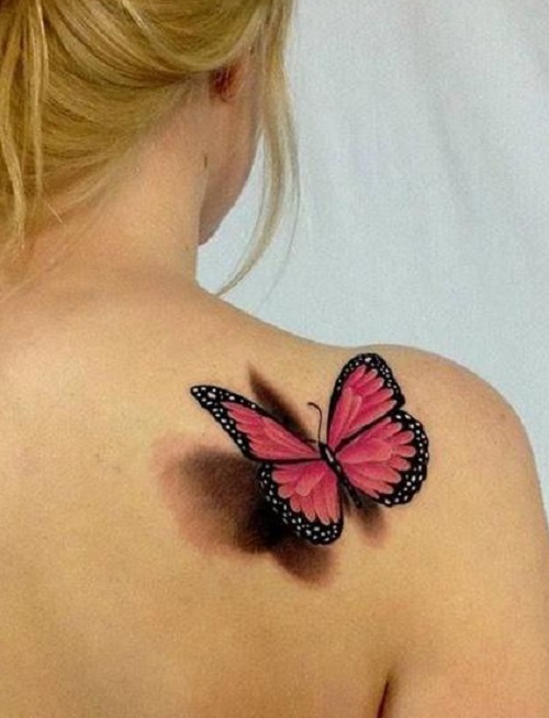 3D Butterfly tattoo on back