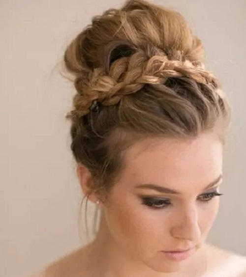 Across Braided Low Bun Hairstyle