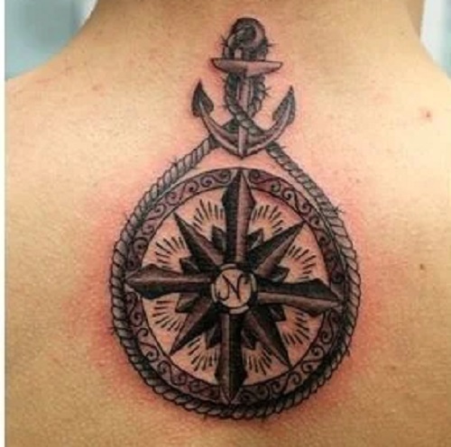 Anchor And Compass Tattoo