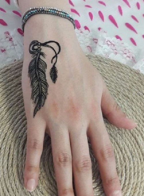 Back Of Hand Feather Design