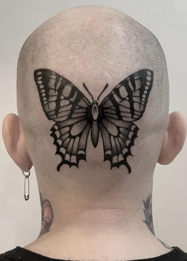 Back shaved head Butterfly