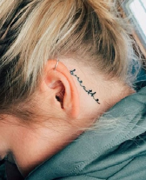 Behind The Ear Text Style Tattoo Design