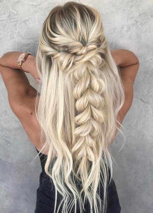 Big Loose Half Braid Updo