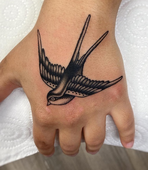 Bird Hand Tattoo For Men