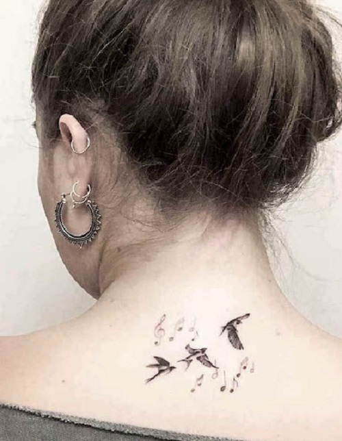 Birds And Music Notes Tattoo