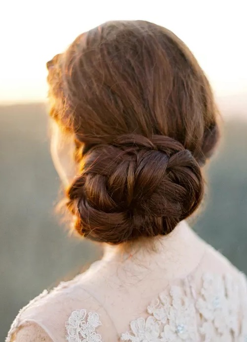 Braided Low Bridal Bun Hairstyle