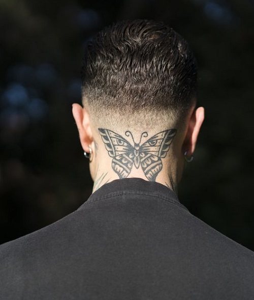 Butterfly Neck Tattoo For Men