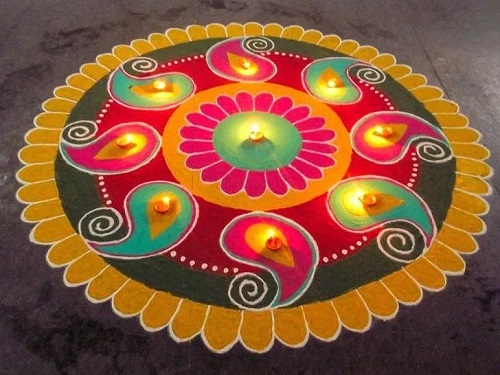 Circle Easy Rangoli Designs For Diwali