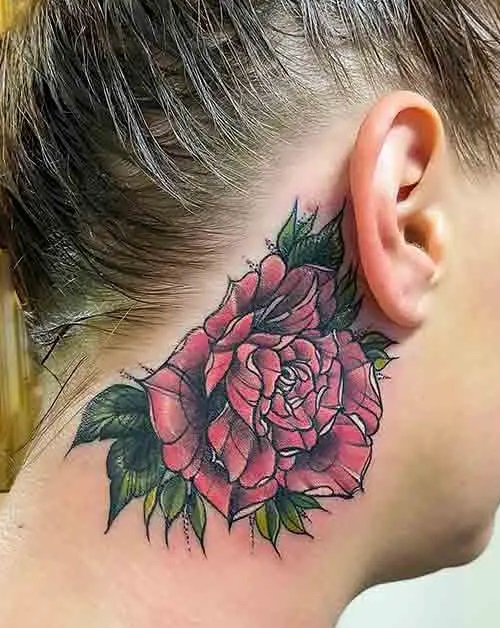 Colored Rose Flower Tattoo
