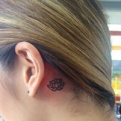Dainty Lotus Neck Tattoo