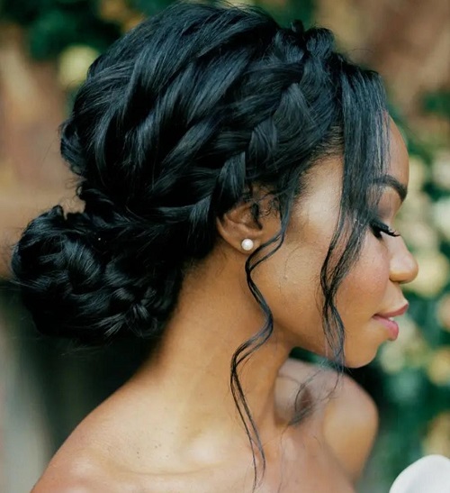 Dutch Braided Bun for Black Brides