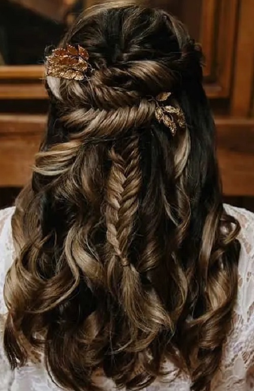 Fishtail Wedding Half Updo