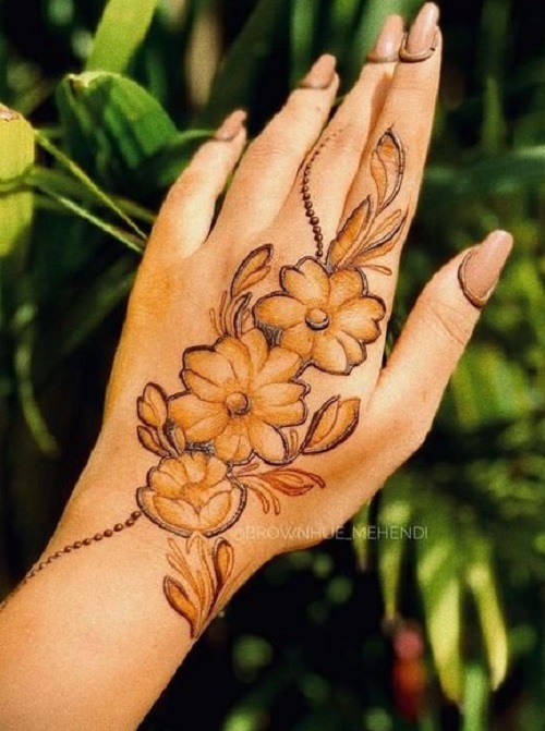 Floral Back Mehndi Design