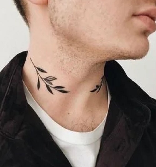 Floral Side Neck Paired Tattoo