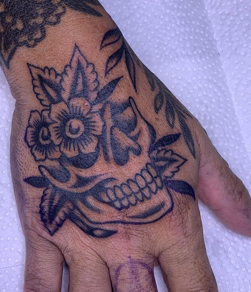 Floral Tattoo Design For Back Hand