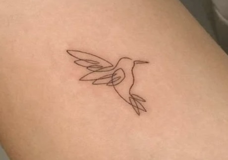 Forearm Outlined Bird Tattoo