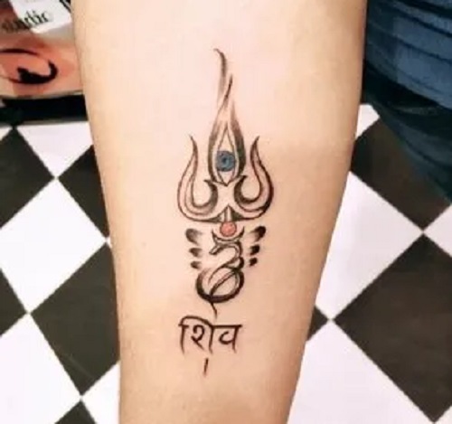 Forearm Shiva Trishul Tattoo For Women