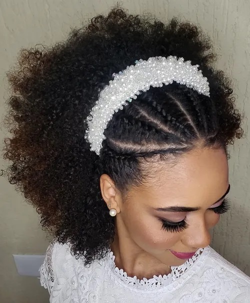 Front Cornrow Braid With Tiara